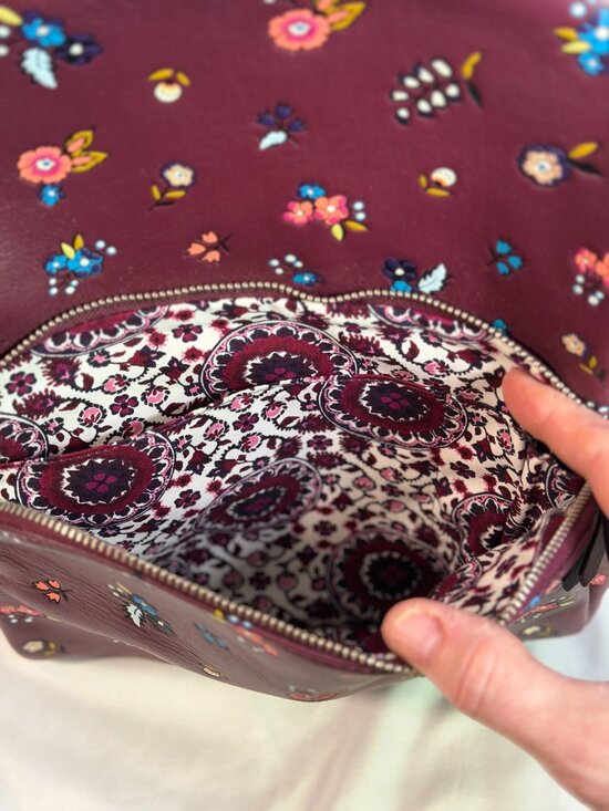 Vera Bradley Leather Mini Backpack Floral Print Burgundy Travel Bag main image 7